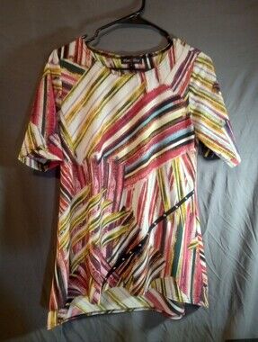 Max & Rina Multicolor Abstract Stripe Women's Tunic